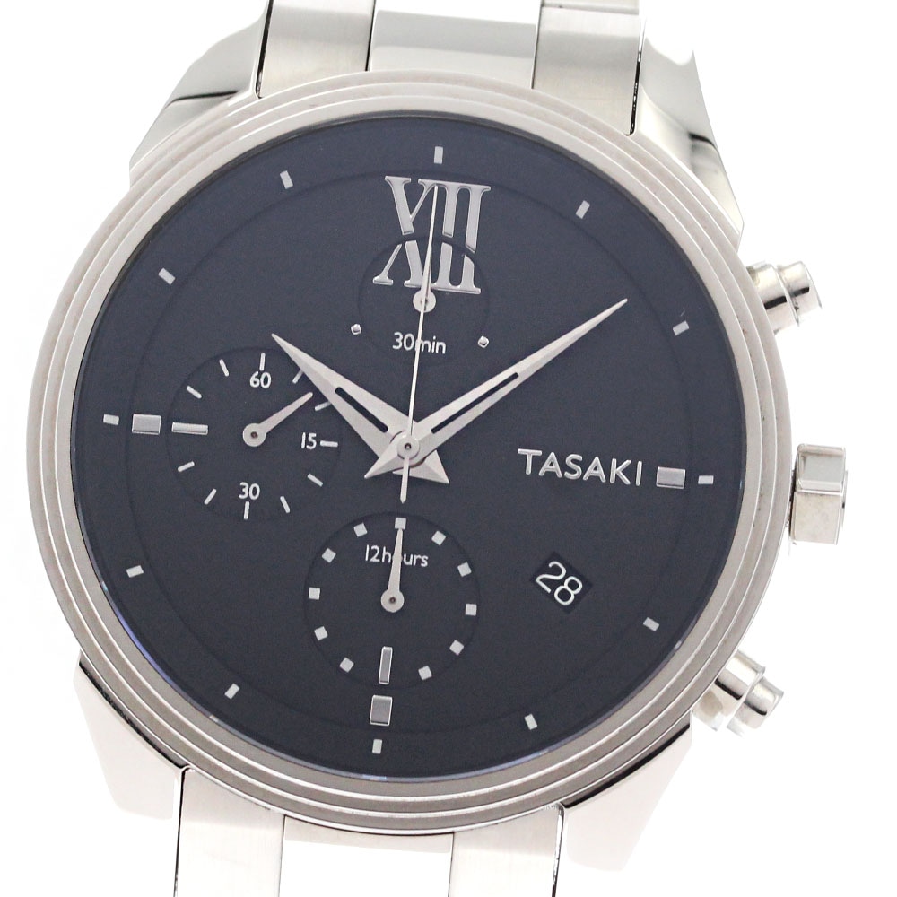 タサキ TASAKI WAC-0073 オデッサ クロノグラフ パワーリザーブ 自動巻き メンズ 良品 箱付き_881620【中古】