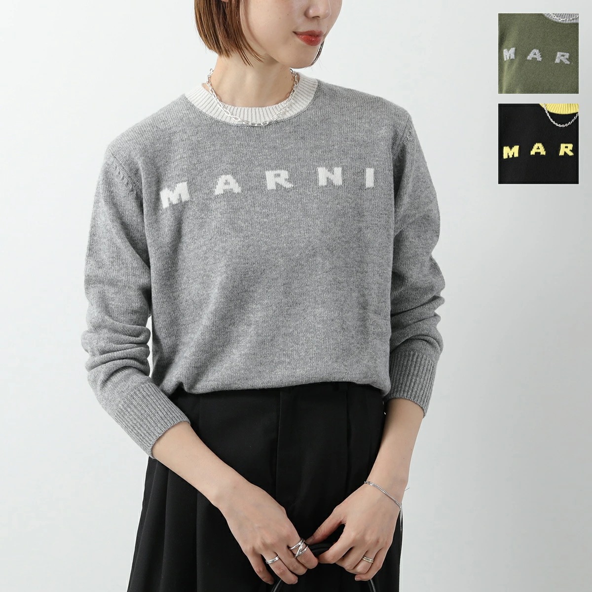 MARNI KIDS マルニ キッズ セーター M01214 M00ML レディース ガールズ ウール カシミヤ ニット クルーネック ロゴ カラー3色
