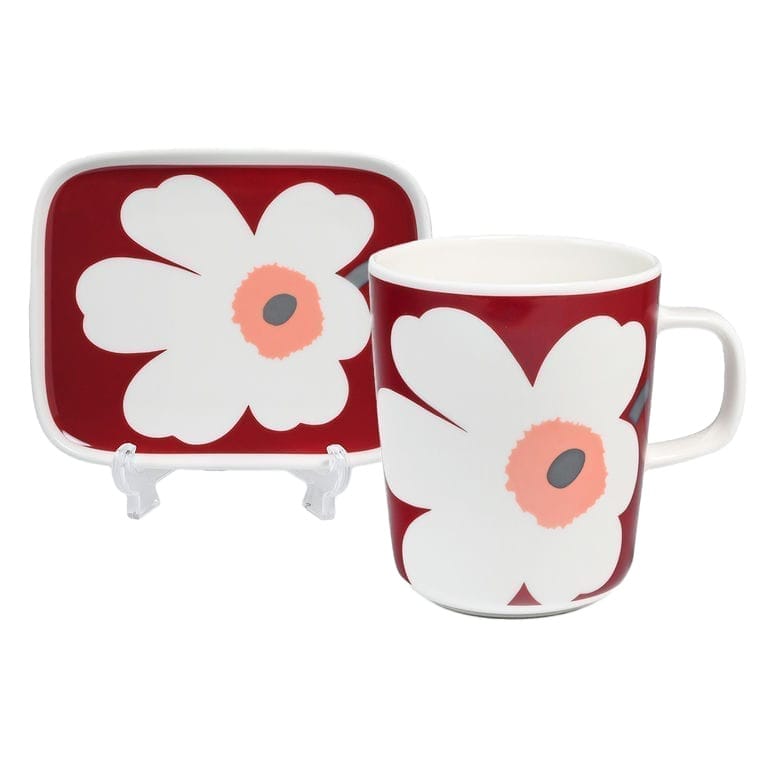 マグカップ&プレート コップ 250ml 60周年記念 ペア 2個セット ウニッコ ダークチェリー 73700 073700 139 洋食器 テーブルウェア