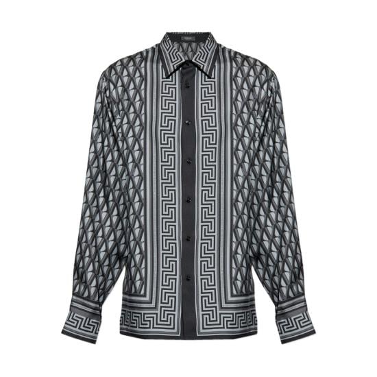 VERSACE Men Shirts 1A16785 1019438 5E720 GREY BLACK