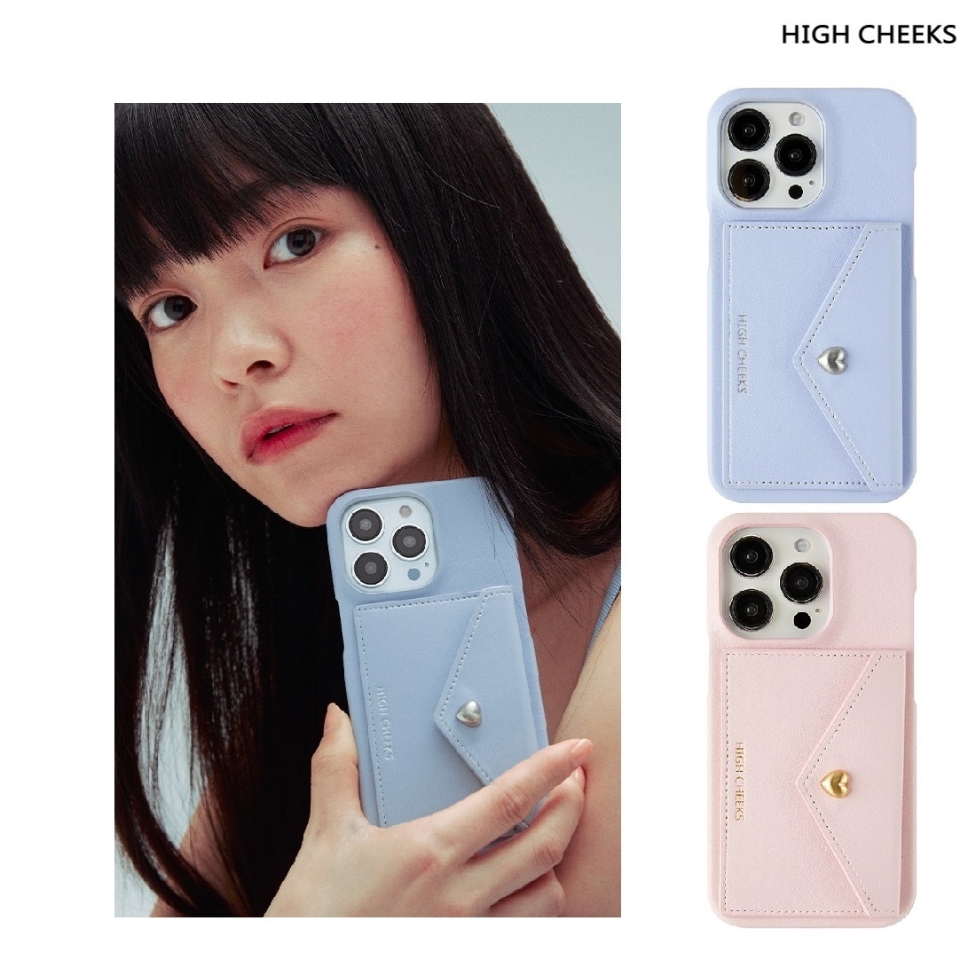 HIGH CHEEKS -Love Letter Phone Case 2色 IPHONE 12/12PRO, 13PRO ,14PRO デイリー 新商品 カード収納 韓国人気 韓国ファッション