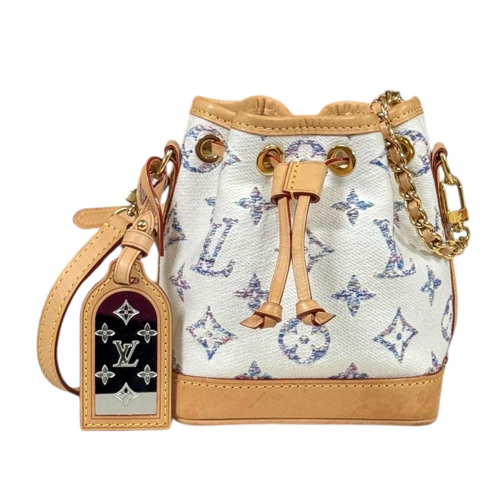 ルイヴィトン ナノ ノエ モノグラムジャガード ショルダーバッグ M83453 ホワイト LOUIS VUITTON 中古