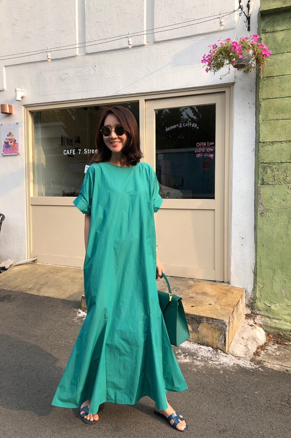 レディースワンピース 半袖 ロング丈 ミドル丈 l ラウンドネック ポケット付き 無地 バックファスナー ジップアップ マーメイドスカート ドレス 春 夏 大人可愛い 大人女子 おしゃれ お