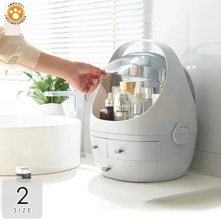 メイクボックス 化粧品 箱 収納 ドレッサー お手入れ 可愛い 引き出し ドーム型 クリア 持ち運び