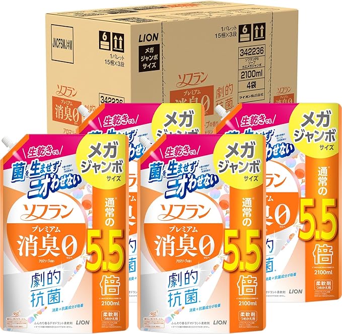 ソフラン プレミアム消臭 詰替メガジャンボ2100ml×4個 アロマソープ 生乾
