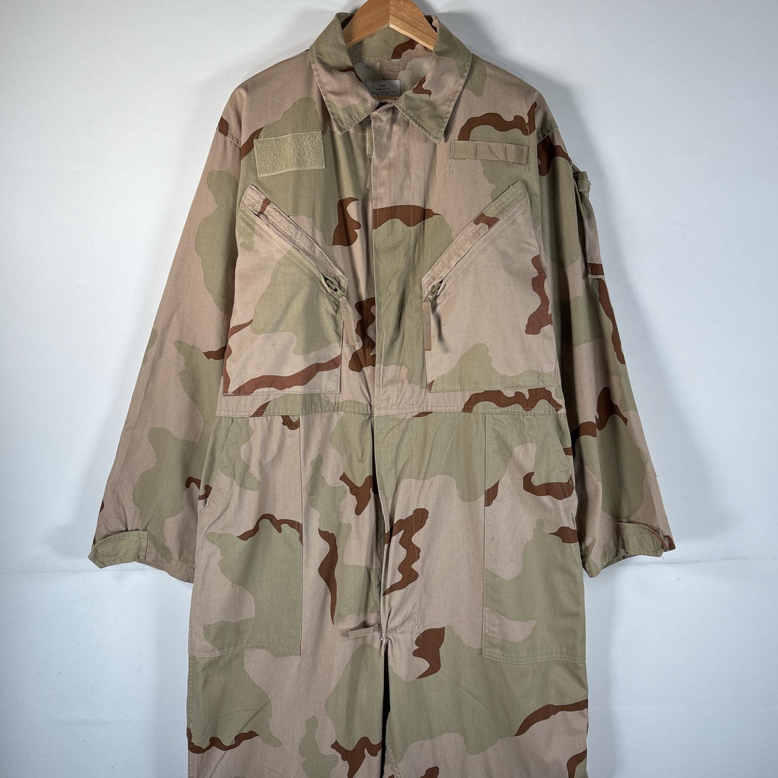 古着 00’s/00年代 ミリタリー 長袖つなぎ オールインワン デザートカモフラ ジャンプスーツ 米軍実物 LARGE ベージュ系 メンズ