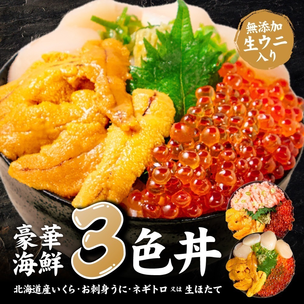 海鮮丼 詰め合わせ 北海道 豪華海鮮三色丼 3色丼 海鮮 ギフト 刺身 冷凍 海鮮丼セット ネギトロ 冷凍 海鮮セット ウニ イクラ 敬老の日 ギフト プレゼント