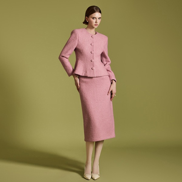 D4368 ウール スリム ツーピース