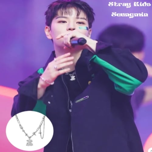 moanother[straykids スンミン 着用] マット クマ ネックレス きれいなネックレス 透明ドロップ 十字 星 キラキラ ユニーク チェーンネックレス