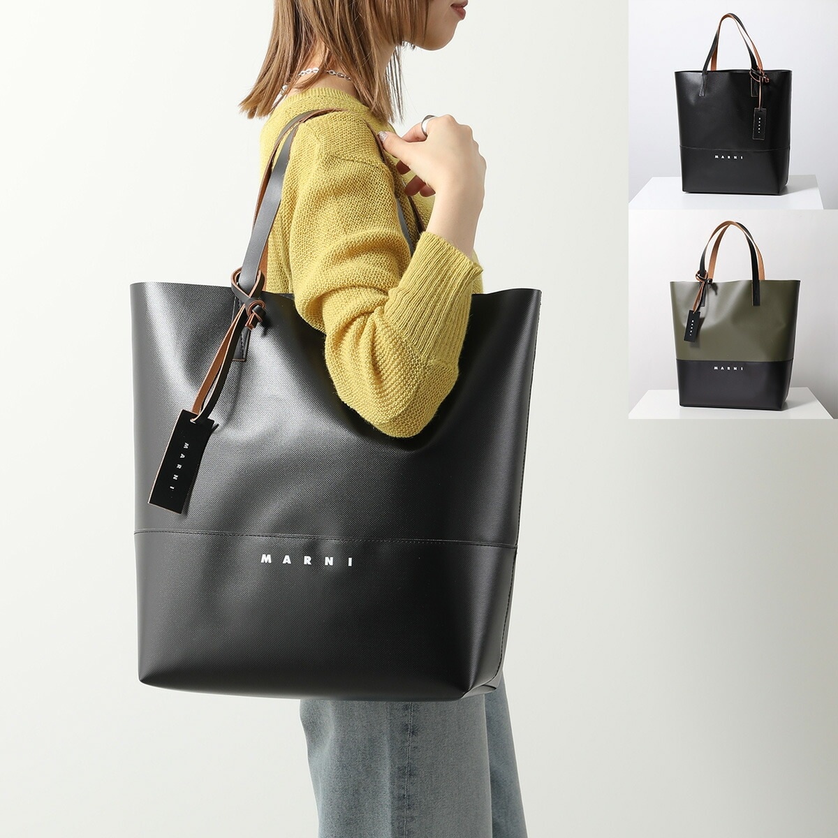 MARNI マルニ トートバッグ SHMQ0037A1 SHMQ0037Q5 P5769 レディース オープンショッパー ロゴプリント ロゴレザータグ 鞄 カラー5色