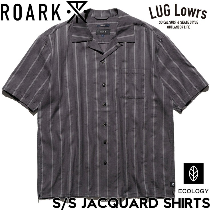 ROARK ロアーク シャツ メンズ 半袖シャツ ジャガードシャツ ストライプシャツ オープンカラーシャツ コットン S/S JACQUARD SHIRTS RWJ1220-BLK 26SU 日本代理