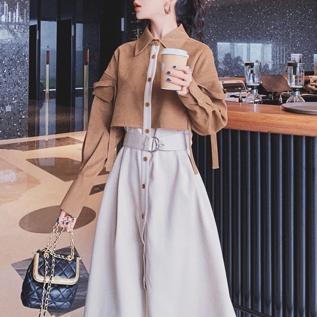 2color レディース ワンピース ロング丈 ロングワンピース 切り替えデザイン