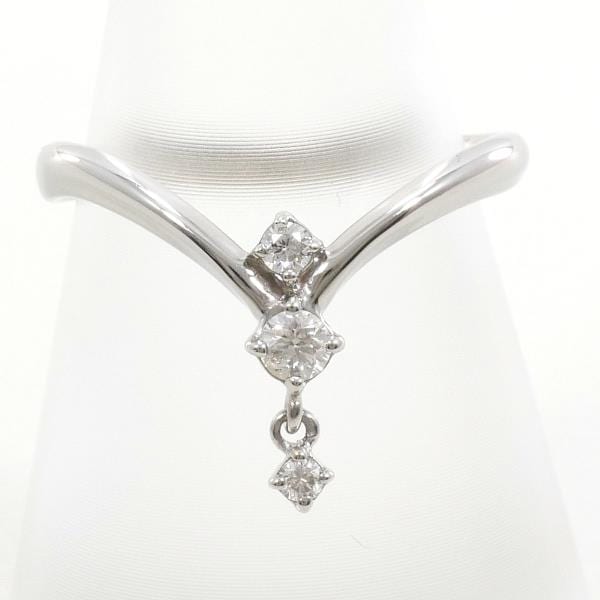 K10 10金 WG ホワイトゴールド リング 指輪 9号 ダイヤ 0.12 ジュエリー 中古