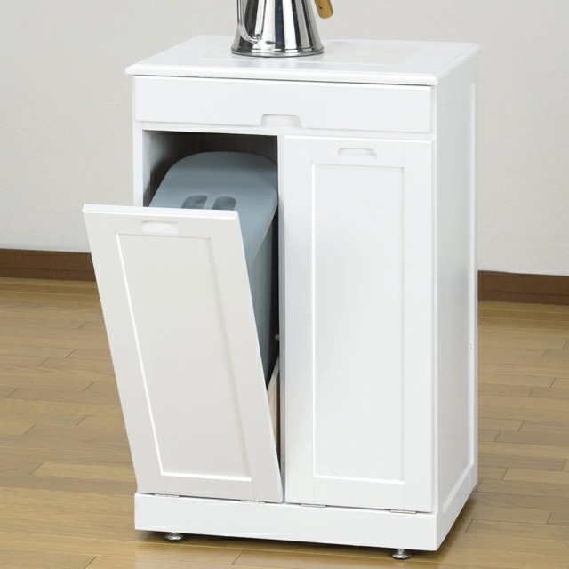 木製 家具調 ゴミ箱 2分別 天然木 分別ごみ箱 タイル付き ペールフタ付き ネームラベル付き ブラウン ホワイト fam+/ファムプラス インテリア リビング キッチン ダストボックス 完成品 11,450円