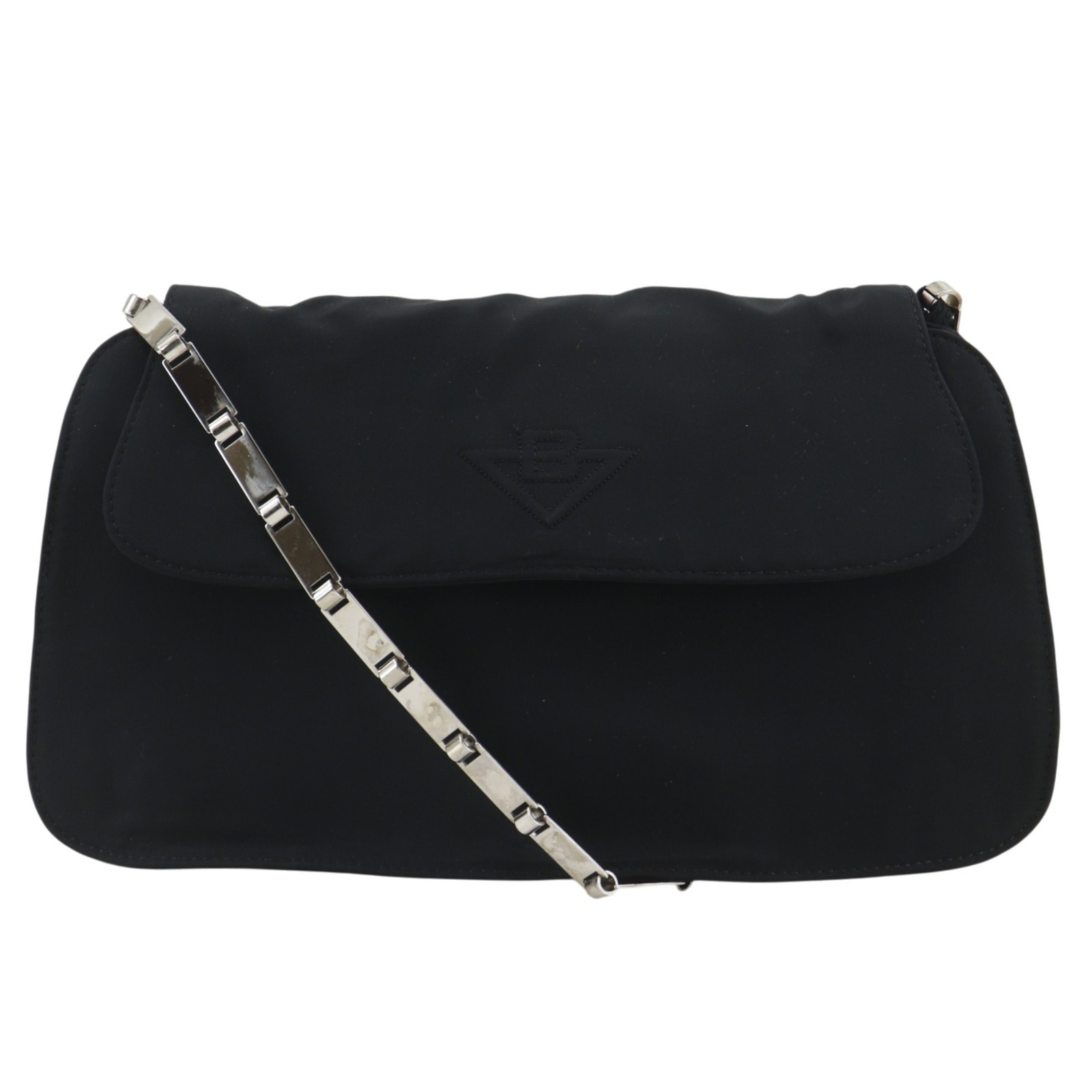 チェーンショルダー ショルダーバッグ ナイロン 黒 レディース 中古品