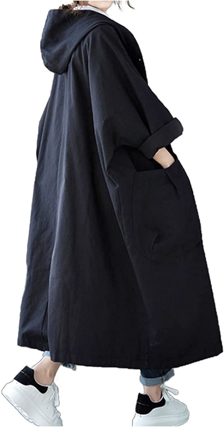 トレンチコート レディース ロング アウター( ブラック, Free Size)