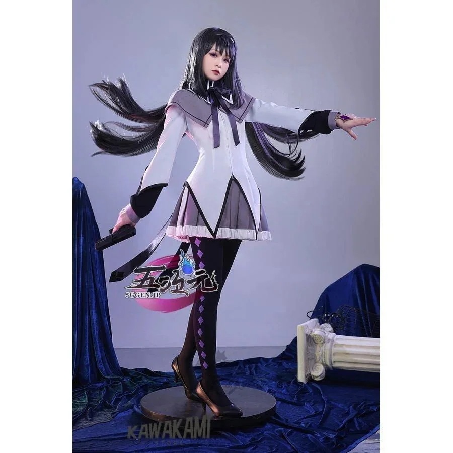 三分妄想　魔法少女まどかマギカ コスプレ　コスプレ　暁美 ほむら　衣装　 いしょう ウィッグ　1423