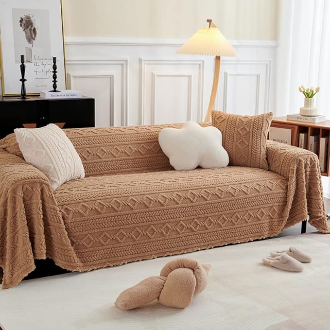 ソファーカバー 2人掛け 3人掛け 肘掛け付き ふわふわ 柔らかい ソファークッション ソファークッション 冬用 防塵 洗濯可能 (180*380cm)