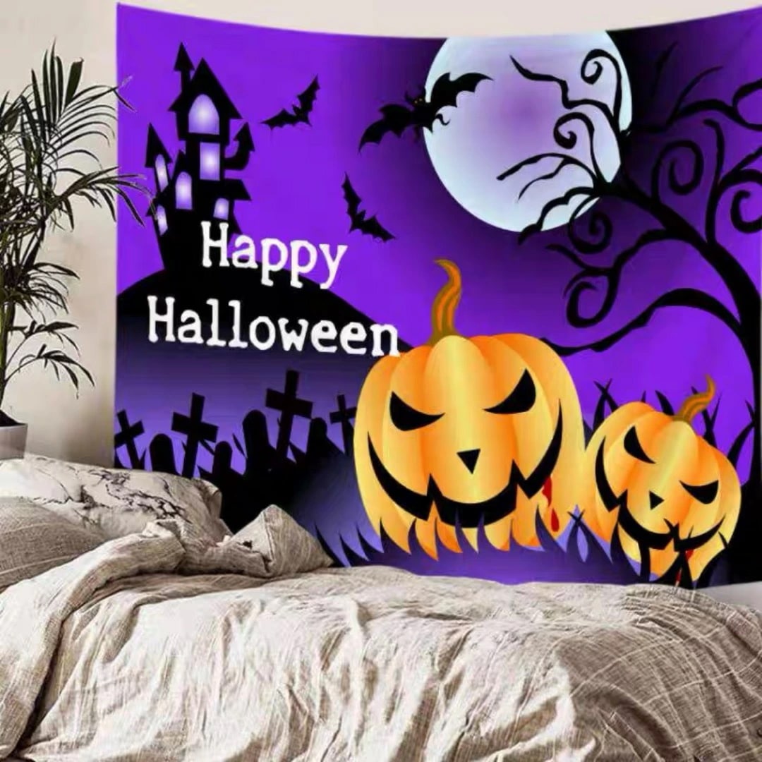A060281タペストリー ハロウィン カボチャ布ポスター 壁面装飾 壁掛け飾り 窓 背景布