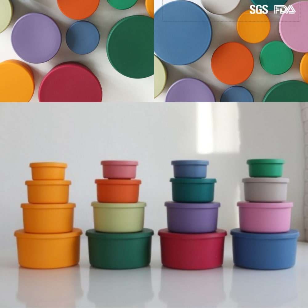 [クジン] 安全な シリコン 円形密閉容器 4種 セット(4タイプ) おしゃれな 韓国 シリコン 密閉容器 食べ物保管容器 7,821円