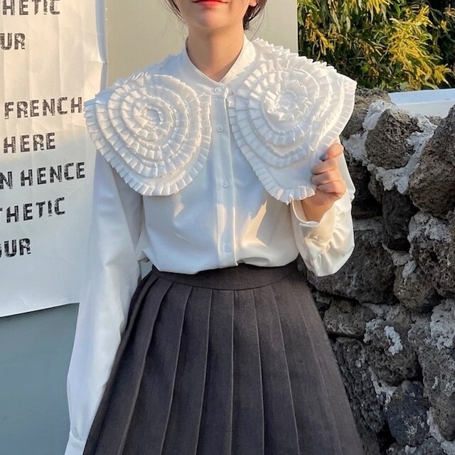 【送料無料】レディース ビッグカラーブラウス デコラティブカラーシャツ ブラウス シャツ