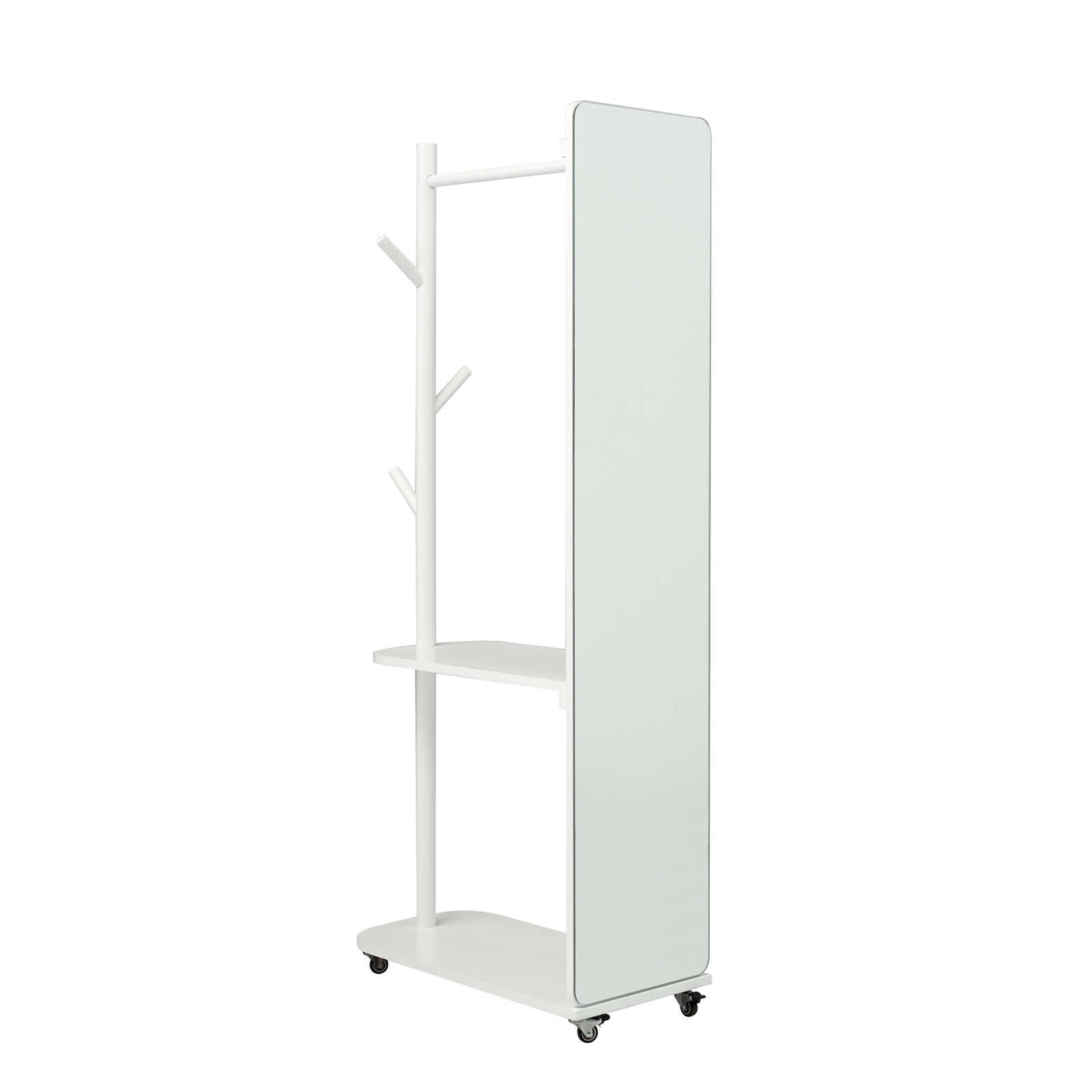 【日本国内出荷-3日で配達】姿見 玄関 おしゃれ ハンガーラック 収納 スタンド 回転 DIY 自撮り鏡 ミラー 鏡 壁掛け鏡 全身鏡 飛散防止加工 全身ミラー ドレッサー ホワイト DJYC155