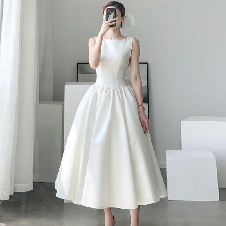 花嫁ドレス ホワイトドレス ウェディングドレス ロングドレス プリンセスライン ボートネック 二次会ドレス フォーマルドレス シンプル パーティードレス 細見え ブライダル 演奏会 音楽会