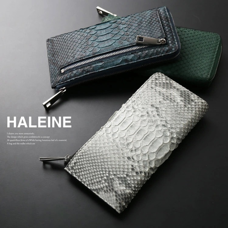 [HALEINE]ダイヤモンドパイソンレザーL字ファスナー長財布