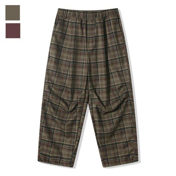 メンズ季節の変わり目エディション レーヨンチェックパンツ AC-PTA-Q078-ブラウン