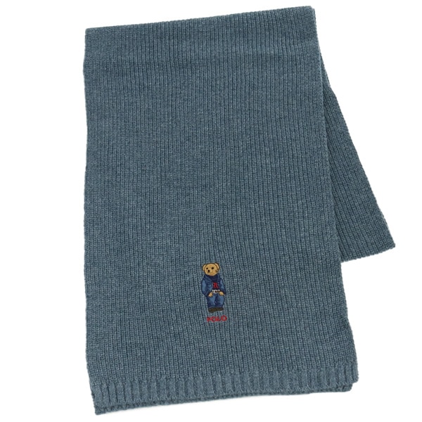 マフラー テディベア ロゴ 刺繍 PC1269 402 ブルー