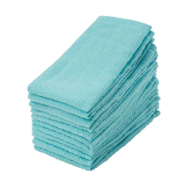 （まとめ）作業用おしぼりタオル ブルー 1パック（12枚） [x10セット]