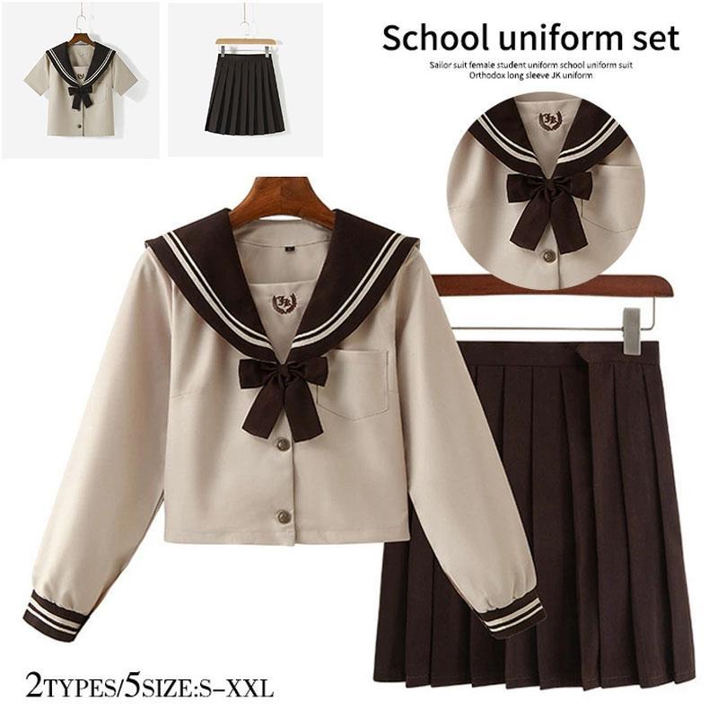 【即納】JK制服 セーラー服 女子高校生 学生服 半袖/長袖 セットアップ ショートスカート レディース文化祭 学園祭 可愛い 蝶ネクタイ付き ハロウィン