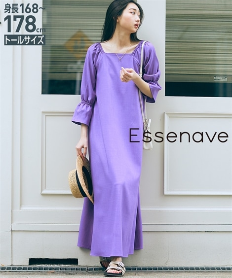 ロングマキシ丈/半袖 高身長　キャンディスリーブマキシワンピース トールサイズ Essenave