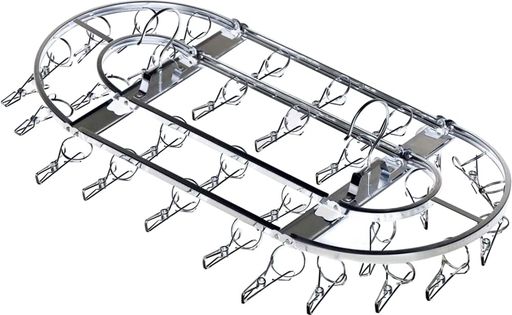 壊れにくくて永く使える ピンチハンガー 楕円型32ピンチ 【日本製】 ステンレス製 サビにくい ピンチが絡まりにくい 浴室乾燥OK 折りたたんで収納 部屋干し 室内 室外 洗濯物干し 燕三条 2671