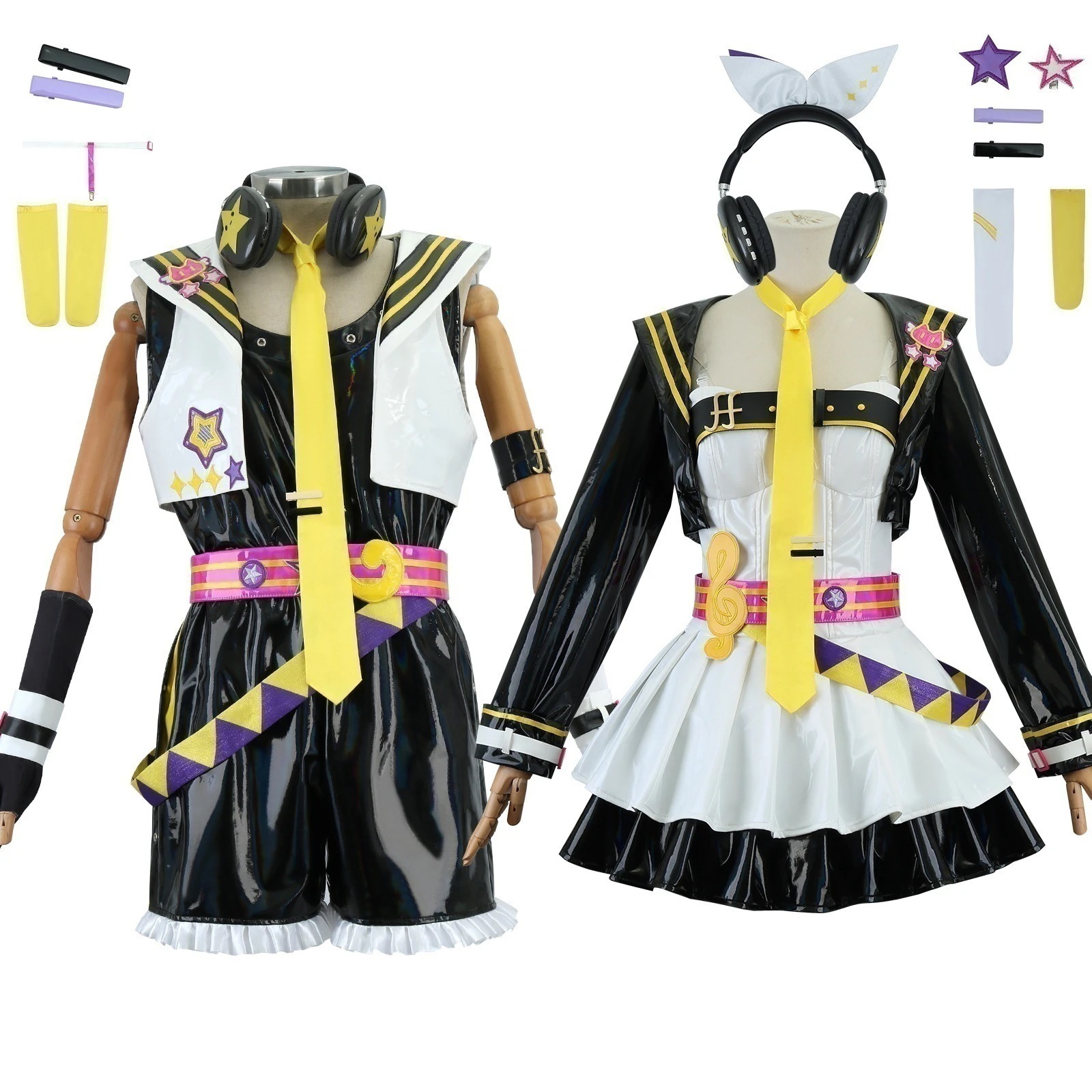 鏡音双子鈴連cos服鏡音鈴鏡音連ニャス走連動コスプレ衣装セット