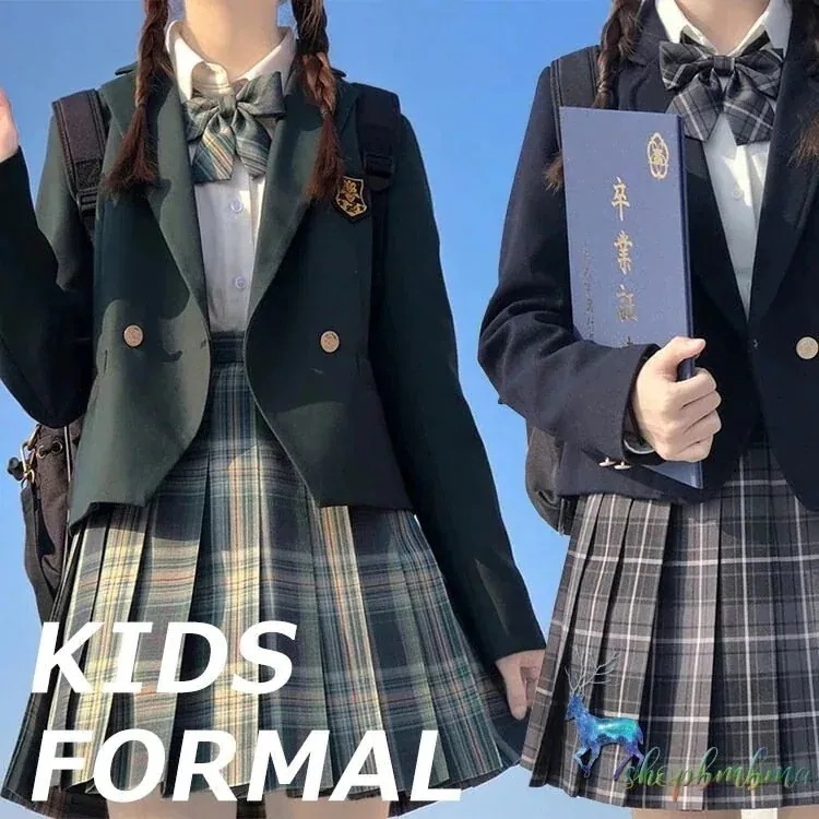 17種類 卒業式 スーツ 女の子 スカート 七五三 フォーマル ワンピース制服 セーラー服 卒服 韓国 スーツジャケット 5点セット ジャケット+スカート+Tシャツ+タイ+バッジ