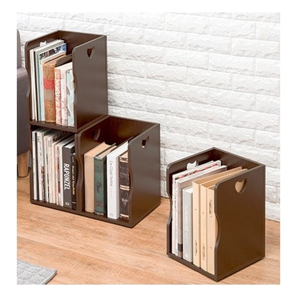 ブックスタンド ライトブラウン 4個組 幅24.5×奥行25.5×高さ35cm 1台 MM-6805LBRS