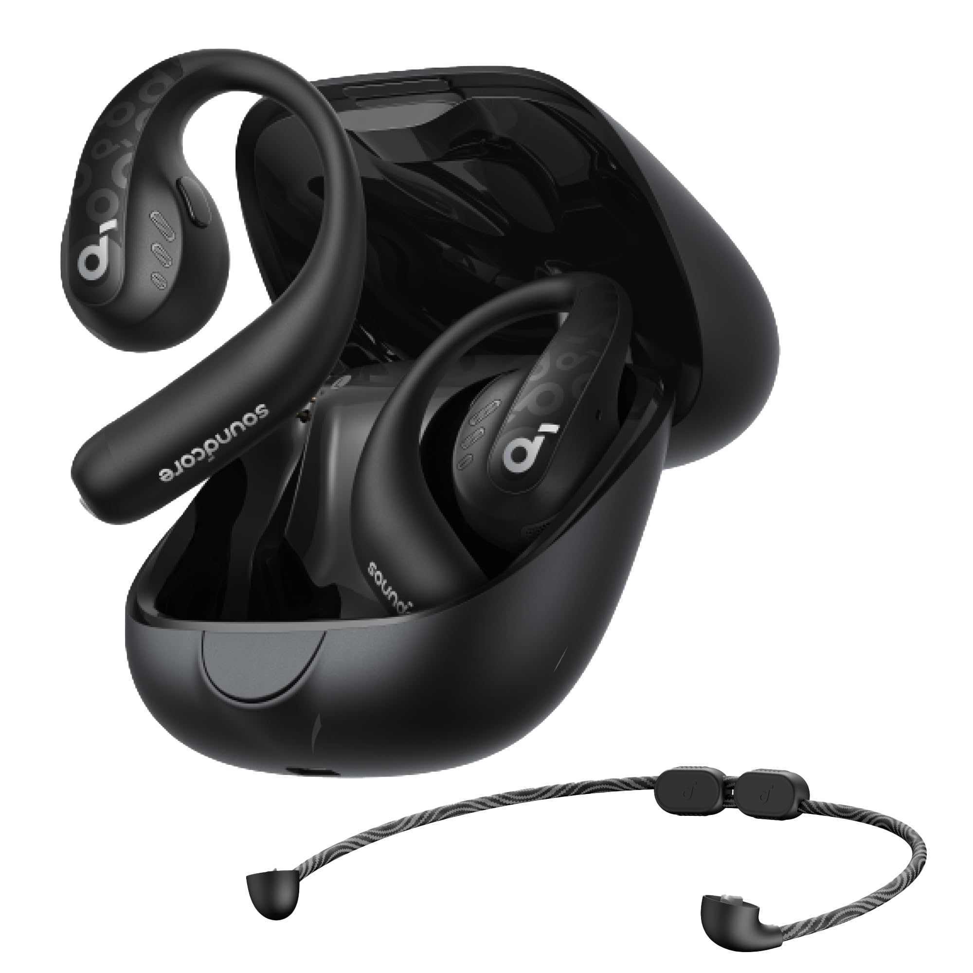 Anker Soundcore AeroFit Pro（Bluetooth 5.3）【オープンイヤー型ワイヤレスイヤホン / 3Dオーディオ / IP55防塵防水規格/ 最大46時間再生 / マルチポ