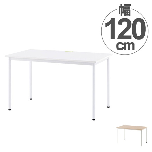 ワークテーブル オフィスデスク 配線穴付 シンプルデザイン 幅120cm ワークデスク デスク テーブル 机 オフィス家具 パソコンデスク PCデスク 書斎 SOHO 平机 事務用 法人限定