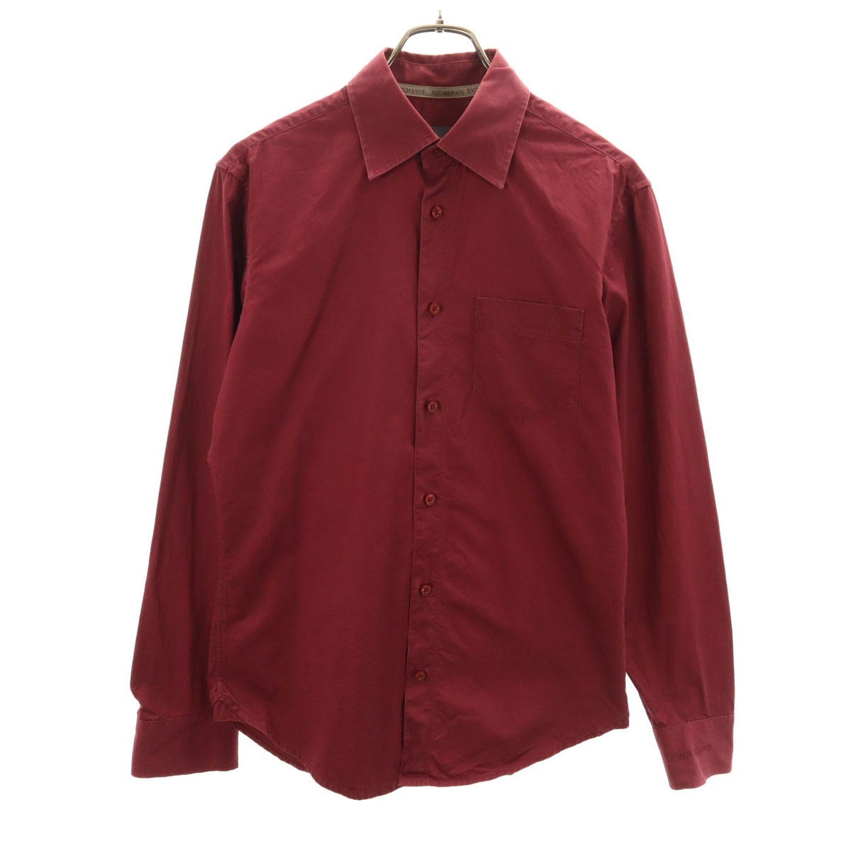 長袖 シャツ S ボルドー系 メンズ 古着
