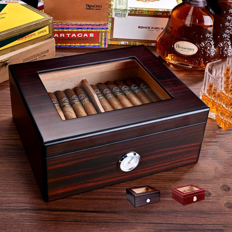 葉巻収納ボックス ガラストップ 父の日 ヒュミドール シガー 葉巻ケース 湿度計 シガーケース ホーム オフィス パティオ用 ヒュミドールマグネット