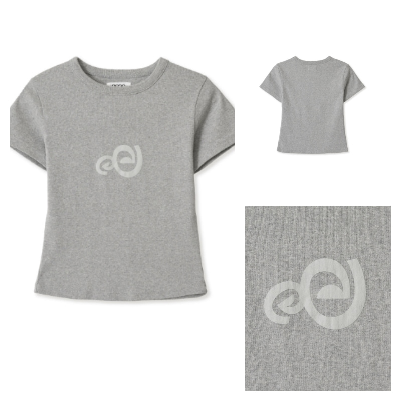 【aeae】 SPIRAL LOGO CROP T-SHIRTS : LIGHT GREY