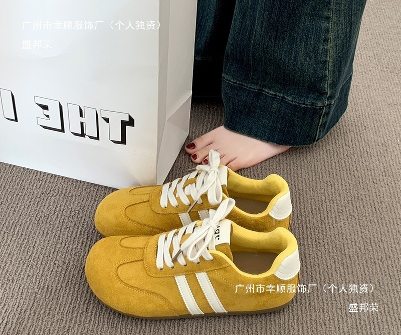 レトロイエローのデクサンシューズ（女性用）2025年春新作軽量フォレストガンプシューズ万能カジュアルシューズスニーカー（ベージュ）