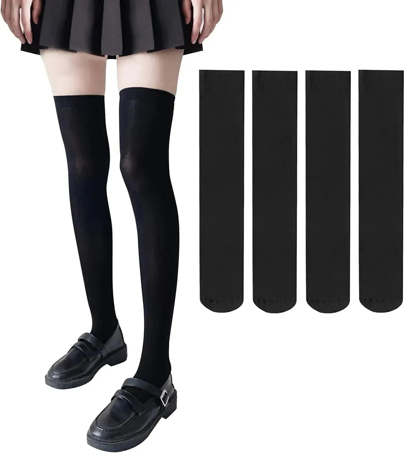 1つ買うと1つ無料メガ割 2足ニーハイソックス 着圧ソックス ストッキング オーバーニーソックス ニーハイ 黒 白 ハイソックス レディース 100デニール ロングソックス 美脚ソックス ひざ