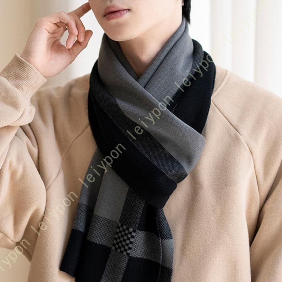 【急速出荷!】マフラー 大判 メンズ ストール マフラー リバーシブル 男性 防寒 ロングマフラーメンズ マフラー ストール大判 チェック柄 男性用 洗える 厚手