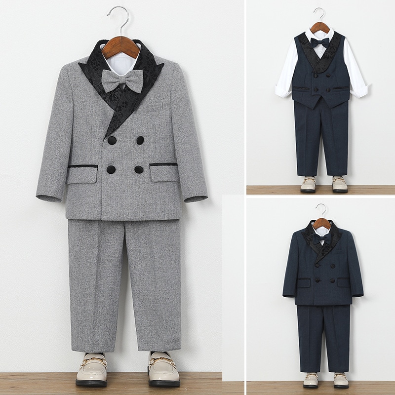 子供用 スーツ セット 英倫 ジェントル 司会者 礼服 フラワーボーイ ピアノ スピーチ ランウェイ 発表会 衣装 男の子 スーツ
