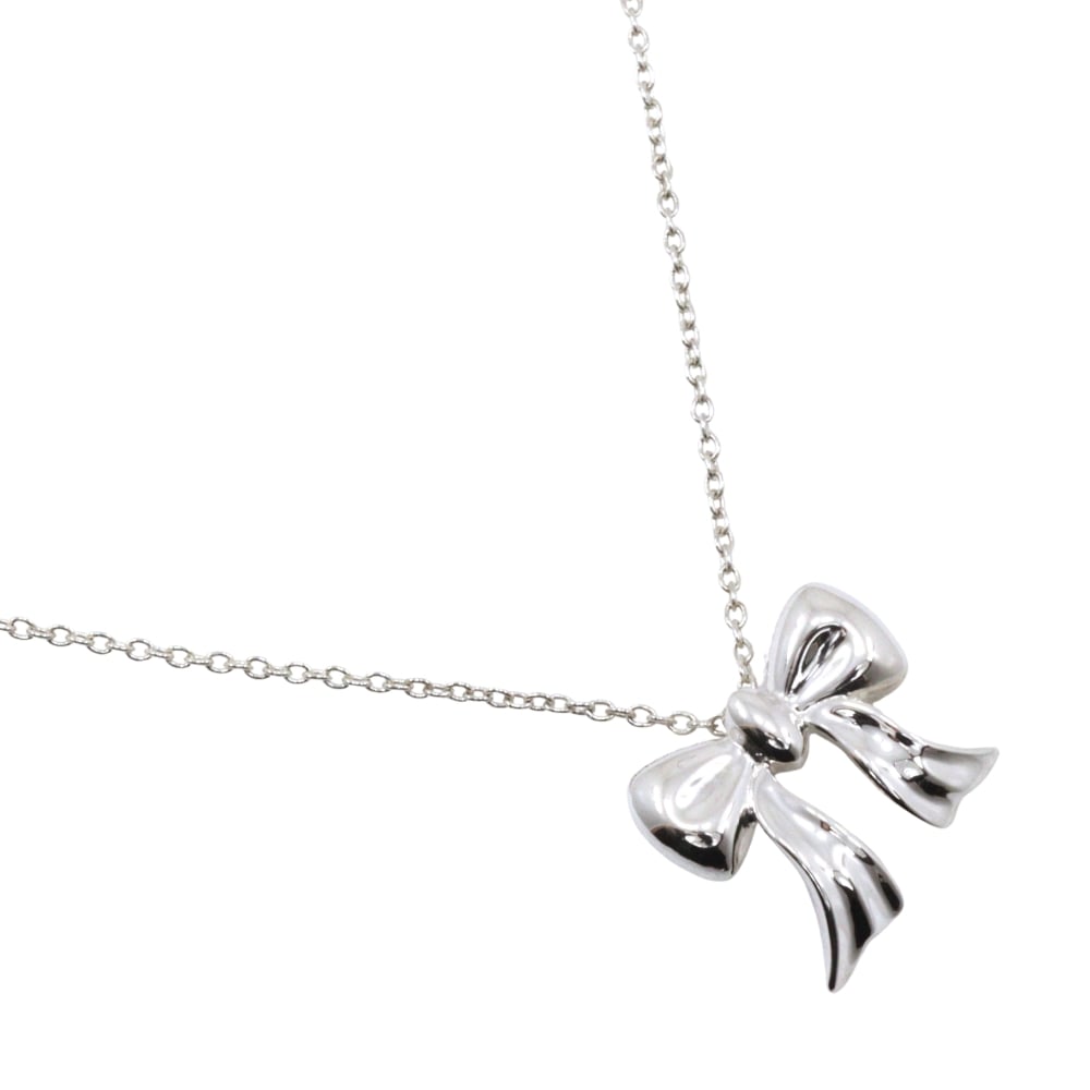 リボン ネックレス シルバー925 約2.8g レディース 中古品 Aランク