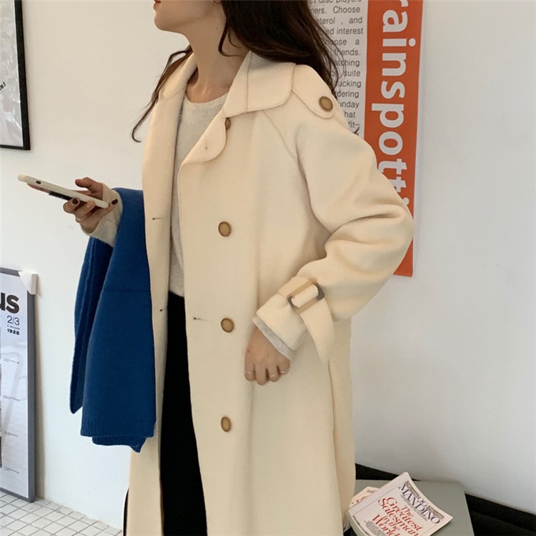 寒い冬にも暖かく履ける ジェントルスタイル 気質 ラペル ダブルボタン 受け取って腰 バンディング