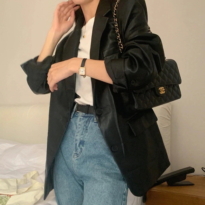 韓国ins 2026秋レトロ気質シンプルミディアムゆったりスーツジャケットレディースアウター