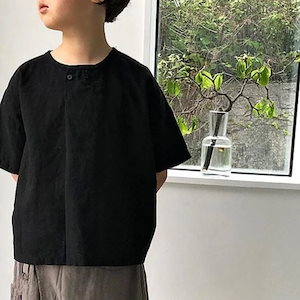 【新しい負荷】子供服日本と韓国の夏のシャツ,男の子と女の子の綿のリネンカジュアル半袖トップスTシャツ